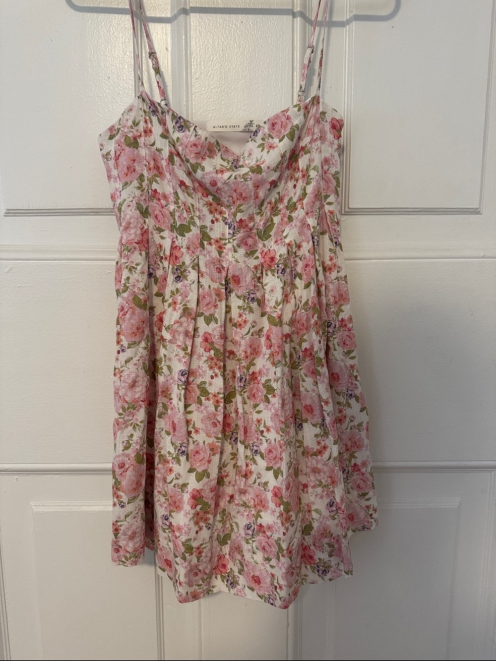 Altar'd State Pink Floral Spaghetti-Strap Sundress for Girls